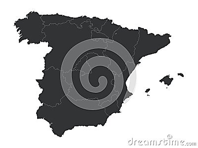Map of Spain with provinces Vector Illustration