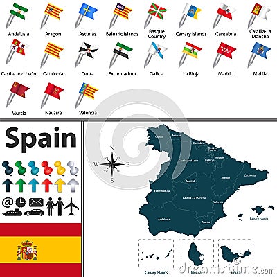 Map of Spain Vector Illustration