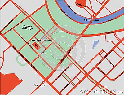 Map of Sparrow hills in Moscow in Russian Vector Illustration