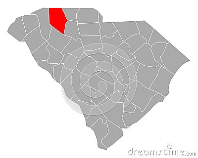 Map of Spartanburg in South Carolina Vector Illustration