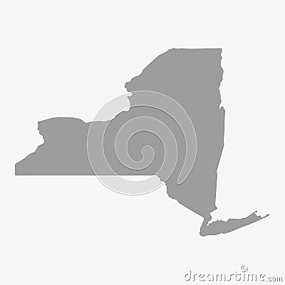 Map of the State of New York in gray on a white background Vector Illustration