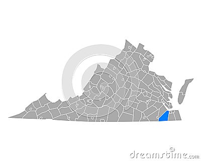 Map of Suffolk in Virginia Vector Illustration