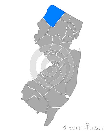 Map of Sussex in New Jersey Vector Illustration