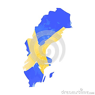 Map of Sweden with the texture of watercolors Vector Illustration