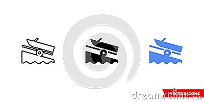 Map symbol boat launch icon of 3 types color, black and white, outline. Isolated vector sign symbol Stock Photo