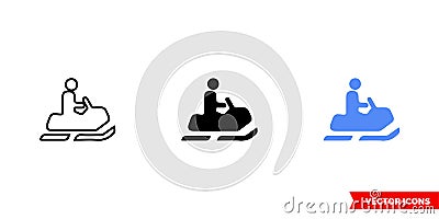 Map symbol snowmobile trail icon of 3 types color, black and white, outline. Isolated vector sign symbol Stock Photo