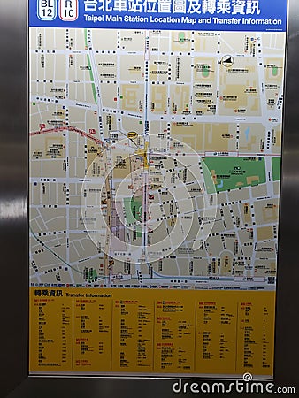 Map taipei main station small Editorial Stock Photo