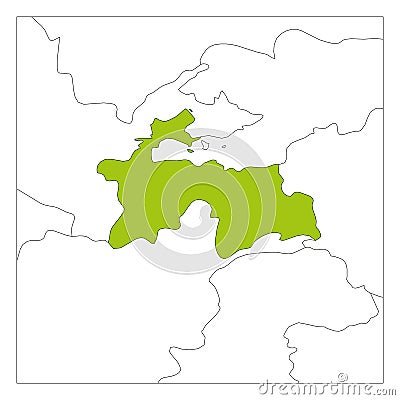 Map of Tajikistan green highlighted with neighbor countries Vector Illustration