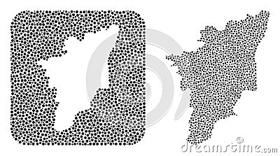 Map of Tamil Nadu State - Dotted Collage with Hole Vector Illustration