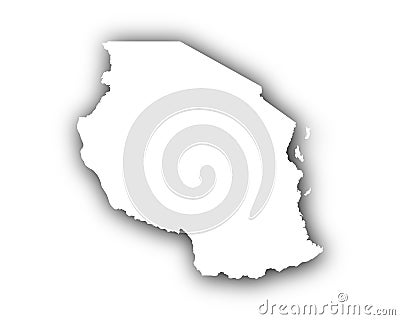 Map of Tanzania with shadow Vector Illustration