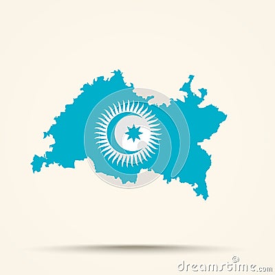 Map of Tatarstan in Turkic Council flag colors Vector Illustration