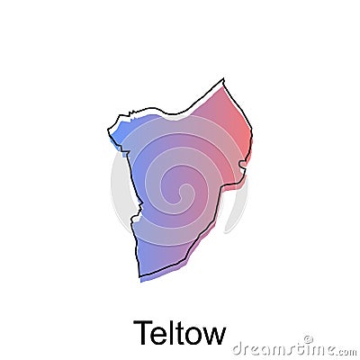 Map of Teltow illustration design with black outline on white background, design template suitable for your company Vector Illustration