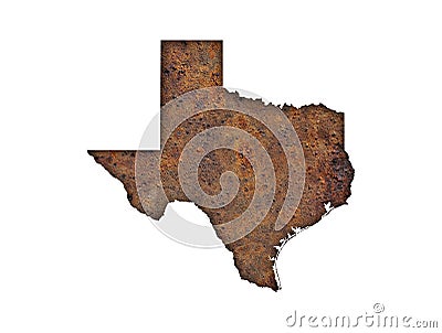 Map of Texas on rusty metal Stock Photo