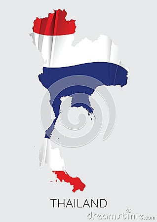 Map of Thailand With Flag As Texture Vector Illustration