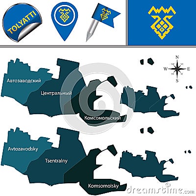 Map of Tolyatti, Russia Vector Illustration