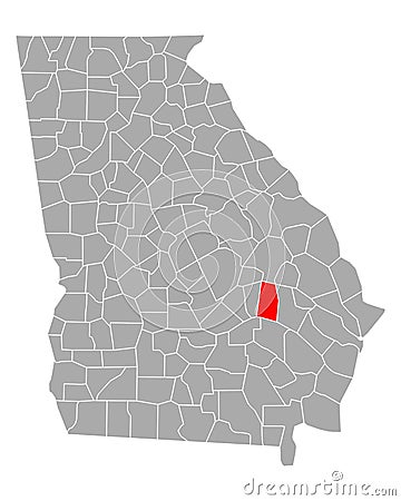 Map of Toombs in Georgia Vector Illustration