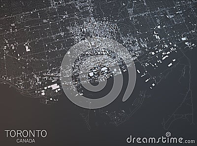 Map of Toronto, satellite view, city, Ontario, Canada. Stock Photo