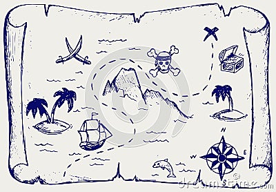 Map of treasure island Vector Illustration