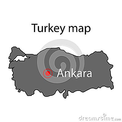 Map of Turkey Ankara - thin line icon Stock Photo