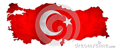 Turkey map with flag. Stock Photo