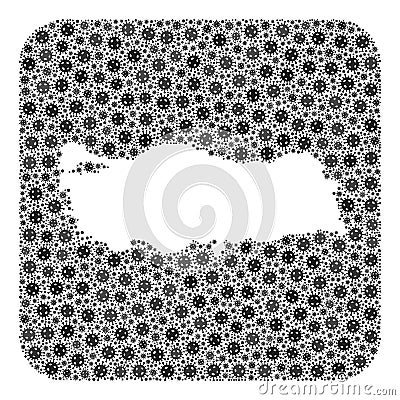 Map of Turkey - SARS Virus Collage with Subtracted Space Stock Photo