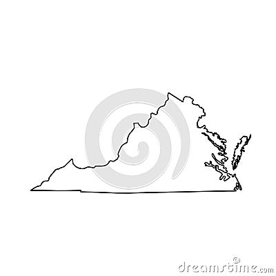 Map of the U.S. state of Virginia Vector Illustration