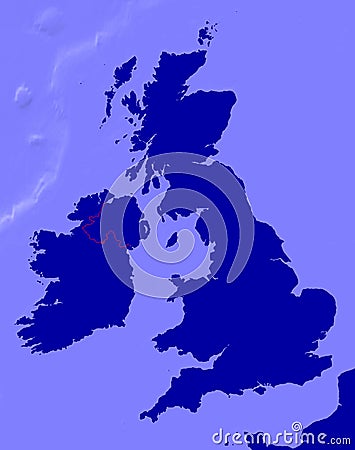 Map of UK and ireland with national borders Stock Photo