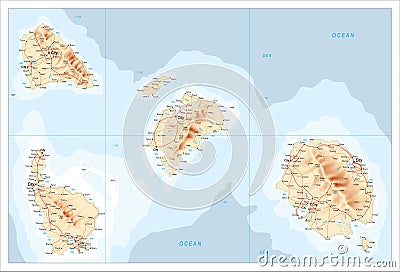 Map of unidentified islands Cartoon Illustration