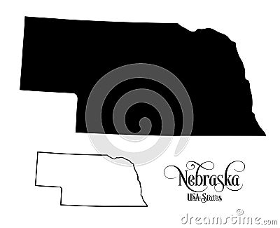 Map of The United States of America USA State of Nebraska - Illustration on White Background Vector Illustration