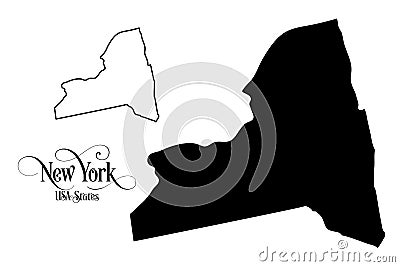 Map of The United States of America USA State of New York - Illustration on White Background Vector Illustration