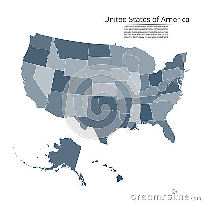 Map of the United States of America. Vector image of a global map in the form of regions regions in Italy.Easy to edit Stock Photo