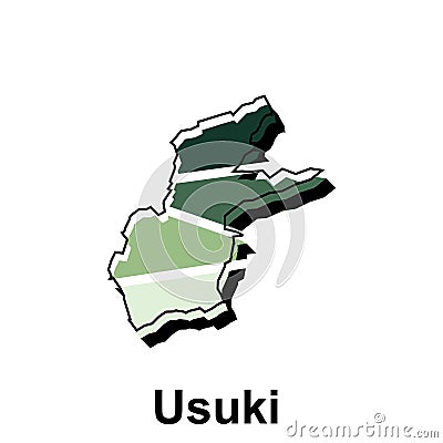 Map Of Usuki City Map Illustration with Outline Design Template on white backgroundpp Vector Illustration