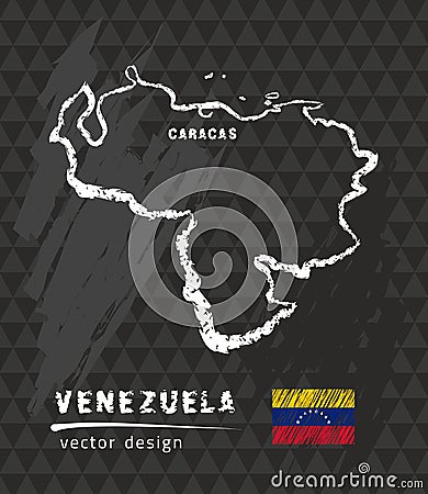 Map of Venezuela, Chalk sketch vector illustration Vector Illustration