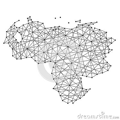 Map of Venezuela from polygonal black lines, dots of vector illustration Vector Illustration