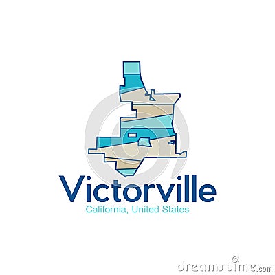 Map Of Victorville California Geometric Modern Creative Design Vector Illustration