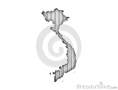 Map of Vietnam on corrugated iron Stock Photo