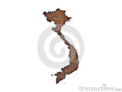 Map of Vietnam on rusty metal Stock Photo