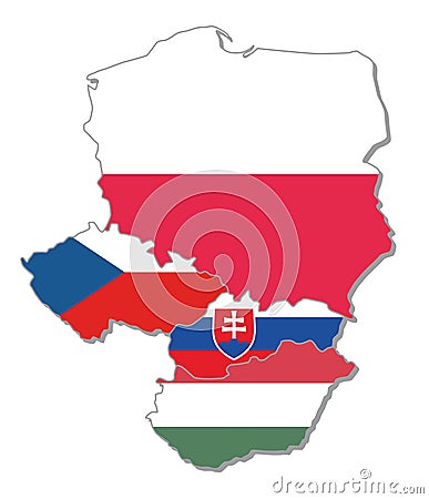 Map of the visegrad group Stock Photo