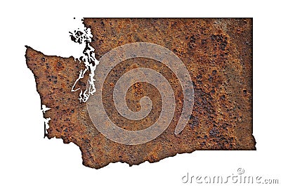 Map of Washington on rusty metal Stock Photo