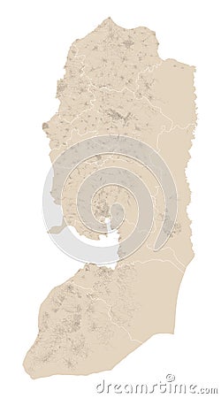 Map of West Bank, map and borders, highway, streets and buildings. Vector Illustration