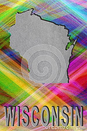 Map of Wisconsin, colorful background Stock Photo