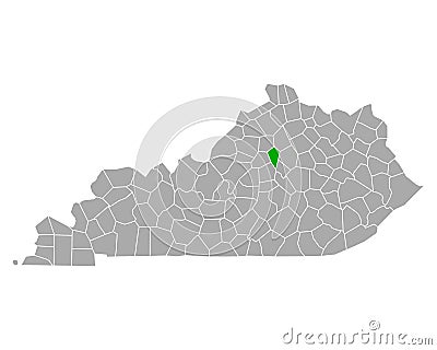 Map of Woodford in Kentucky Vector Illustration