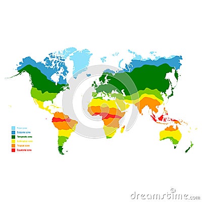 map with world climate zones Vector Illustration