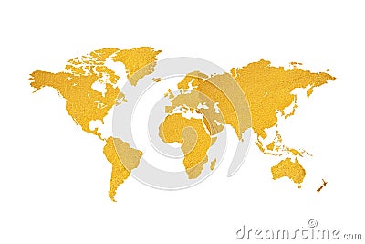 Map of the world gold texture design on white background Stock Photo