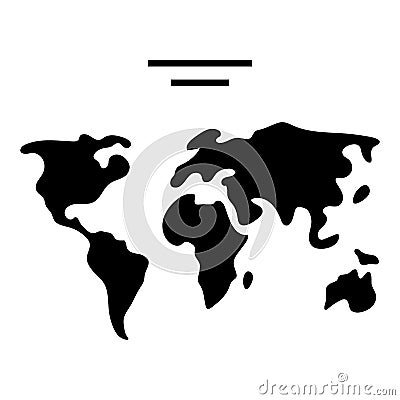 Map world icon, vector illustration, black sign on isolated background Vector Illustration