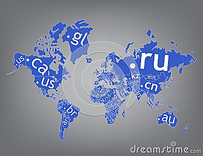 Map of the world top-level domain Vector Illustration