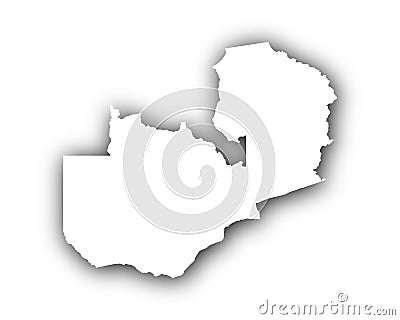 Map of Zambia with shadow Vector Illustration