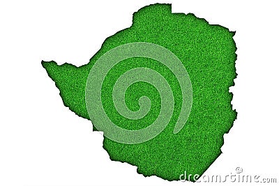 Map of Zimbabwe on green felt Stock Photo