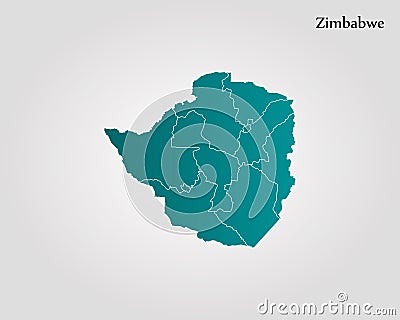 Map of Zimbabwe Cartoon Illustration