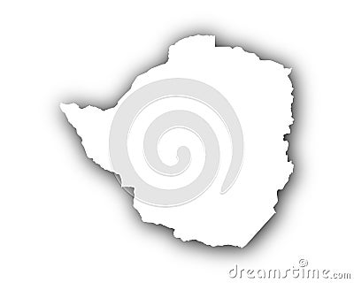 Map of Zimbabwe with shadow Vector Illustration